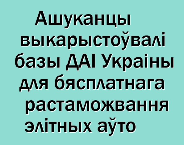 Ашуканцы выкарыстоўвалі базы ДАІ Украіны для бясплатнага растаможвання элітных аўто