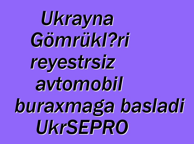 Ukrayna Gömrükləri reyestrsiz avtomobil buraxmağa başladı UkrSEPRO