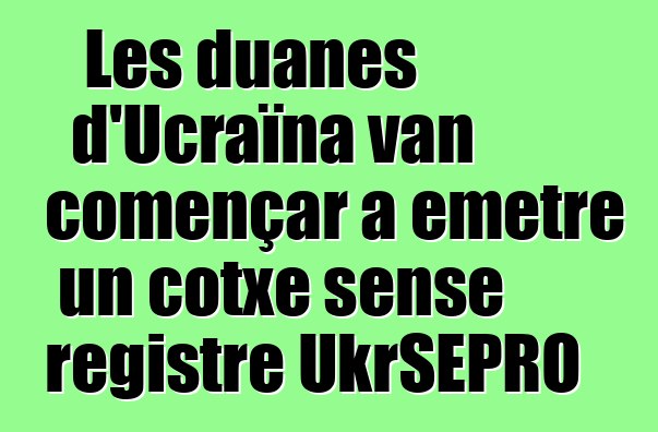 Les duanes d'Ucraïna van començar a emetre un cotxe sense registre UkrSEPRO