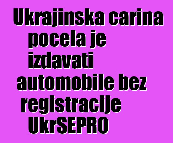 Ukrajinska carina počela je izdavati automobile bez registracije UkrSEPRO