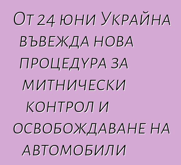 От 24 юни Украйна въвежда нова процедура за митнически контрол и освобождаване на автомобили