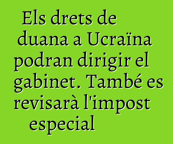 Els drets de duana a Ucraïna podran dirigir el gabinet. També es revisarà l'impost especial