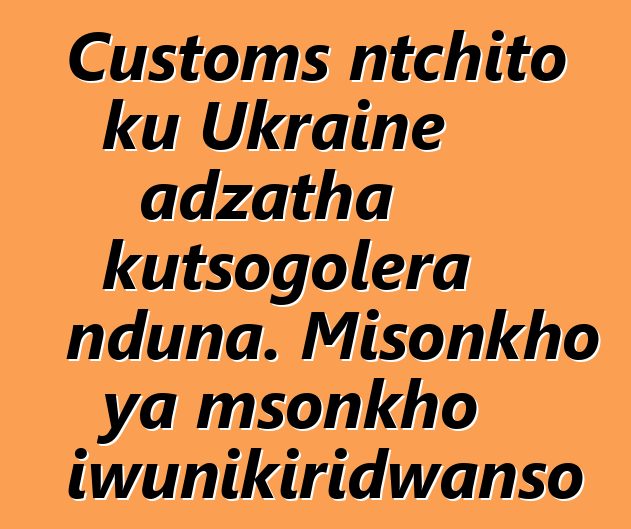 Customs ntchito ku Ukraine adzatha kutsogolera nduna. Misonkho ya msonkho iwunikiridwanso