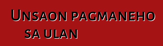 Unsaon pagmaneho sa ulan