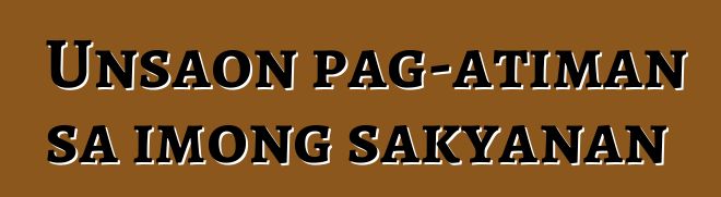 Unsaon pag-atiman sa imong sakyanan