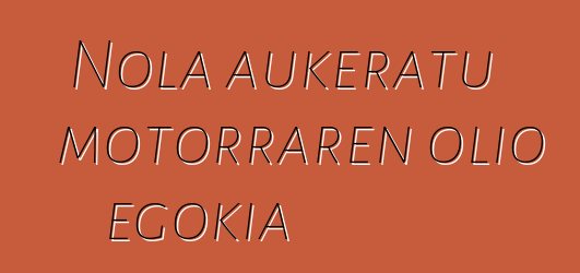 Nola aukeratu motorraren olio egokia