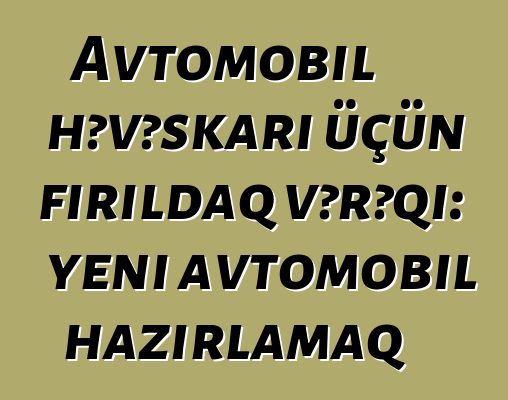 Avtomobil həvəskarı üçün fırıldaq vərəqi: yeni avtomobil hazırlamaq
