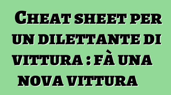 Cheat sheet per un dilettante di vittura : fà una nova vittura