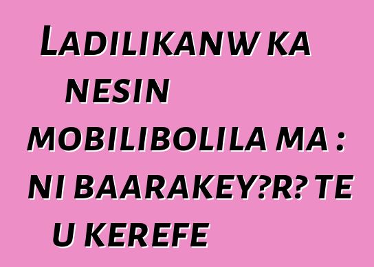 Ladilikanw ka ɲɛsin mobilibolila ma : ni baarakɛyɔrɔ tɛ u kɛrɛfɛ