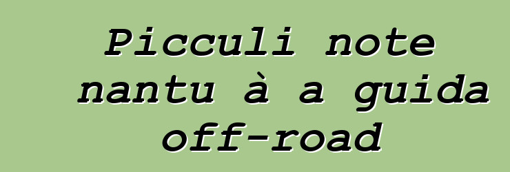 Picculi note nantu à a guida off-road