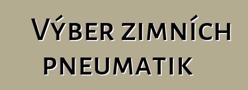 Výběr zimních pneumatik