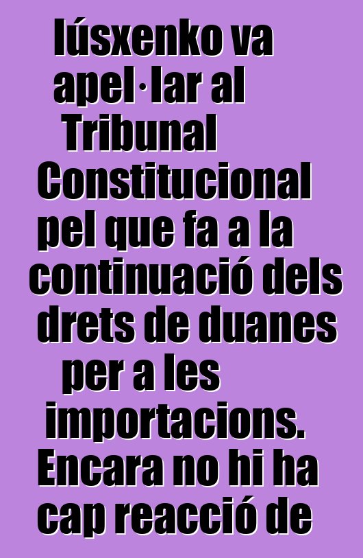 Iúsxenko va apel·lar al Tribunal Constitucional pel que fa a la continuació dels drets de duanes per a les importacions. Encara no hi ha cap reacció de l'OMC