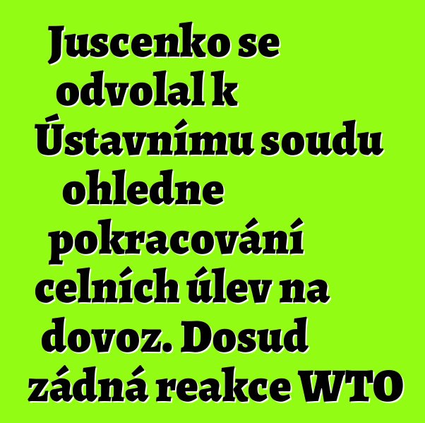 Juščenko se odvolal k Ústavnímu soudu ohledně pokračování celních úlev na dovoz. Dosud žádná reakce WTO