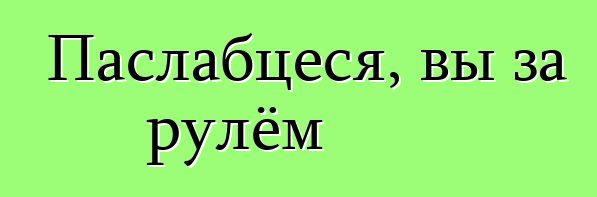 Паслабцеся, вы за рулём