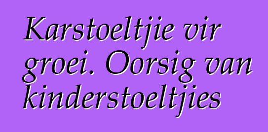 Karstoeltjie vir groei. Oorsig van kinderstoeltjies