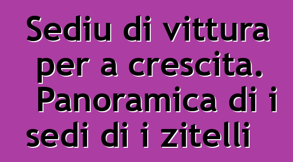 Sediu di vittura per a crescita. Panoramica di i sedi di i zitelli