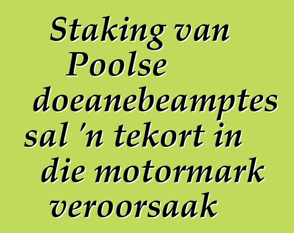 Staking van Poolse doeanebeamptes sal 'n tekort in die motormark veroorsaak