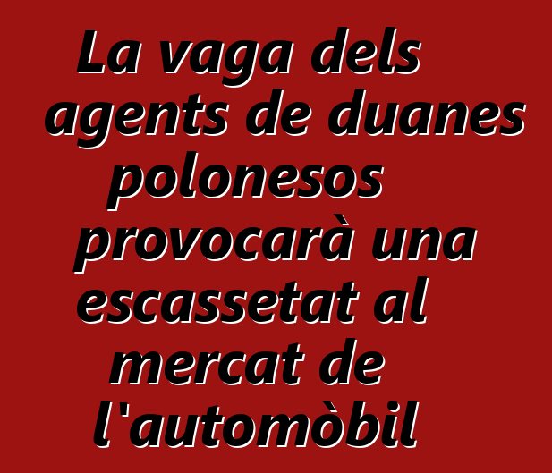 La vaga dels agents de duanes polonesos provocarà una escassetat al mercat de l'automòbil