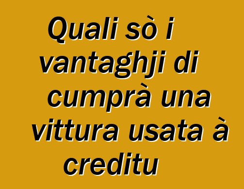 Quali sò i vantaghji di cumprà una vittura usata à creditu