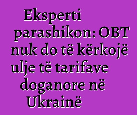 Eksperti parashikon: OBT nuk do të kërkojë ulje të tarifave doganore në Ukrainë
