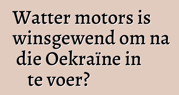 Watter motors is winsgewend om na die Oekraïne in te voer?