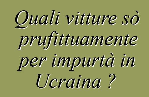 Quali vitture sò prufittuamente per impurtà in Ucraina ?