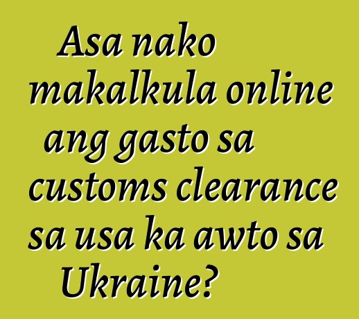 Asa nako makalkula online ang gasto sa customs clearance sa usa ka awto sa Ukraine?