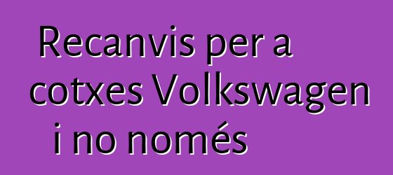 Recanvis per a cotxes Volkswagen i no només