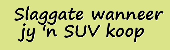 Slaggate wanneer jy 'n SUV koop
