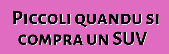Piccoli quandu si compra un SUV