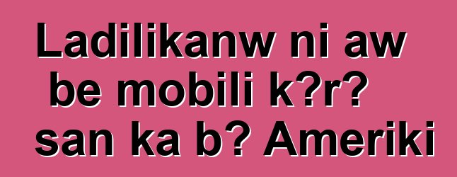Ladilikanw ni aw bɛ mobili kɔrɔ san ka bɔ Ameriki