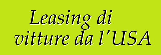 Leasing di vitture da l'USA