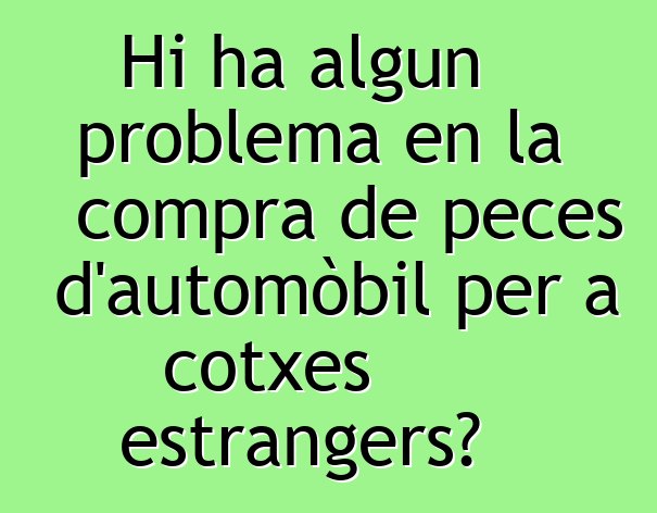 Hi ha algun problema en la compra de peces d'automòbil per a cotxes estrangers?