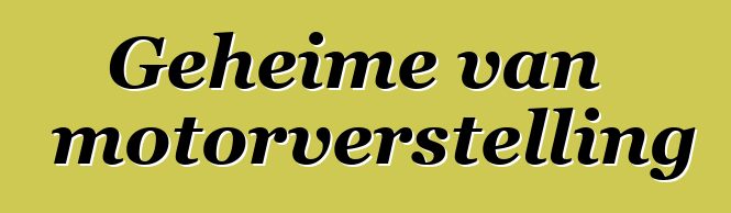 Geheime van motorverstelling