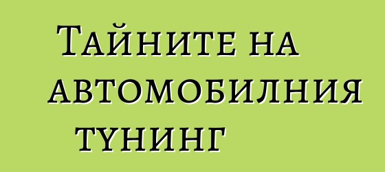 Тайните на автомобилния тунинг