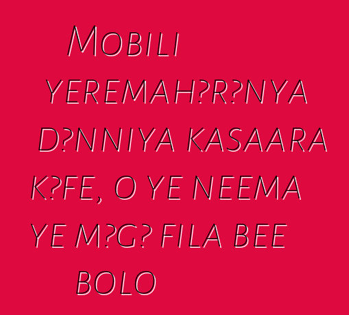 Mobili yɛrɛmahɔrɔnya dɔnniya kasaara kɔfɛ, o ye nɛɛma ye mɔgɔ fila bɛɛ bolo