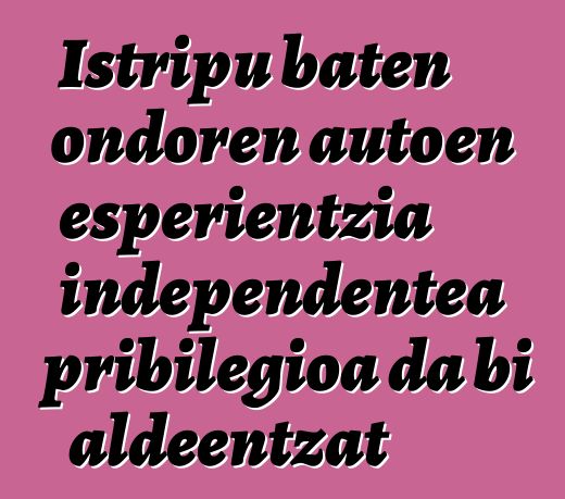 Istripu baten ondoren autoen esperientzia independentea pribilegioa da bi aldeentzat