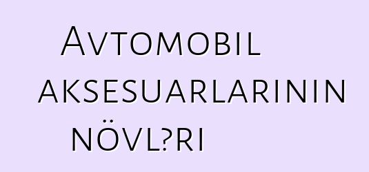 Avtomobil aksesuarlarının növləri