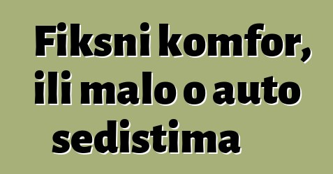 Fiksni komfor, ili malo o auto sedištima