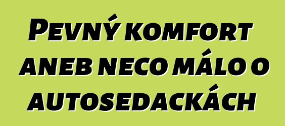 Pevný komfort aneb něco málo o autosedačkách