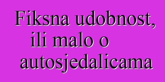 Fiksna udobnost, ili malo o autosjedalicama