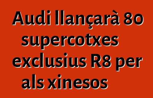 Audi llançarà 80 supercotxes exclusius R8 per als xinesos