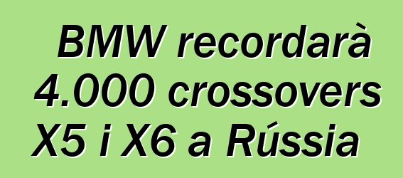 BMW recordarà 4.000 crossovers X5 i X6 a Rússia