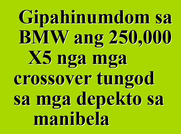 Gipahinumdom sa BMW ang 250,000 X5 nga mga crossover tungod sa mga depekto sa manibela