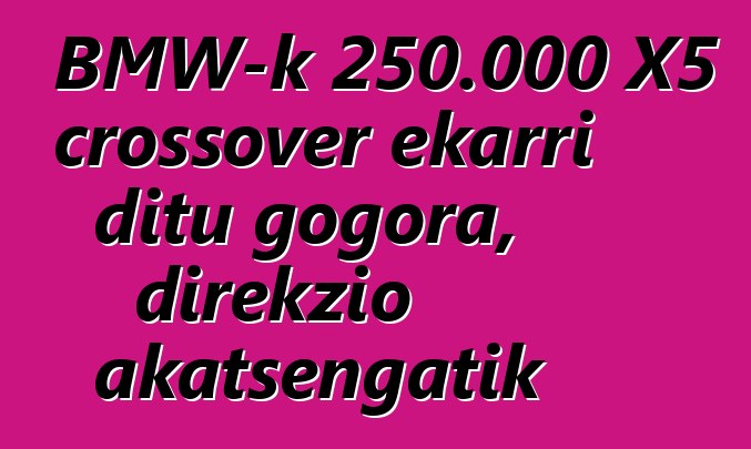 BMW-k 250.000 X5 crossover ekarri ditu gogora, direkzio akatsengatik