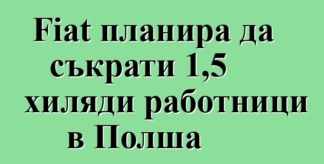 Fiat планира да съкрати 1,5 хиляди работници в Полша