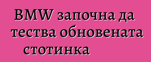 BMW започна да тества обновената стотинка