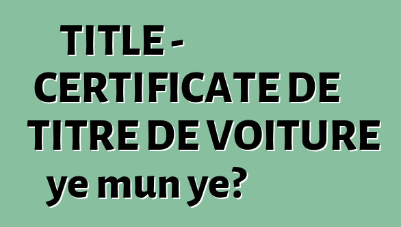 TITLE - CERTIFICATE DE TITRE DE VOITURE ye mun ye?