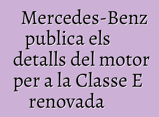 Mercedes-Benz publica els detalls del motor per a la Classe E renovada