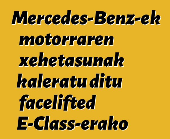 Mercedes-Benz-ek motorraren xehetasunak kaleratu ditu facelifted E-Class-erako